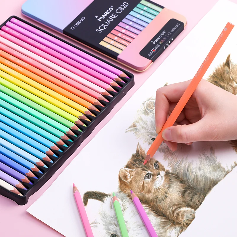 Square Body Colored Pencils Drawing Pencil Set Student Children's Gift Supplies