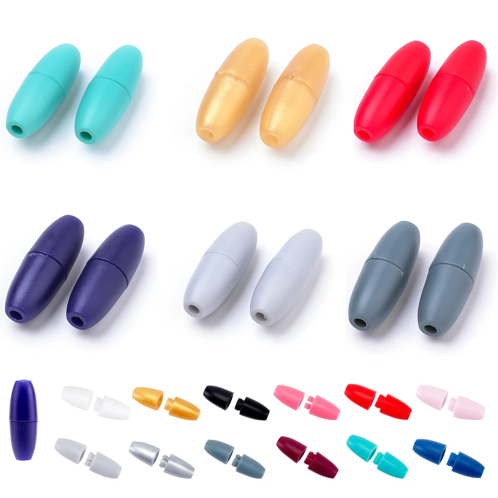 100 набор пластмассовых элементов для резины, для самостоятельного изготовления браслетов, ожерелий, ювелирных изделий, Концевики, соединители, аксессуары 24x9 мм, отверстие: 2,5 мм