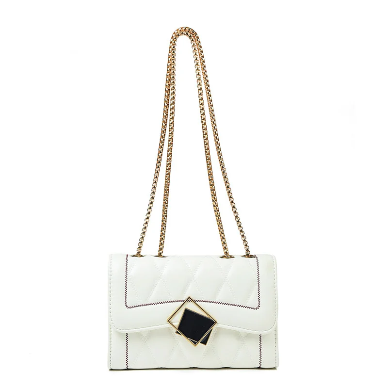 

TRAVEASY 2022 PU Leather Handbag Women New Chain Diamond Ladies Shoulder Bags Popular Luxury White Classic Flap Bag Female