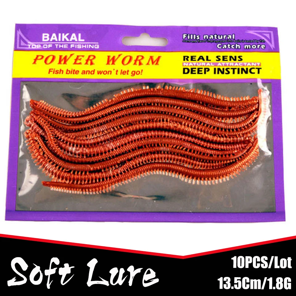 

10PCS/Lot Artificial Sea Worms 135mm Soft Fishing Lures Soft Bait Lifelike Lures Fishing Tackle
