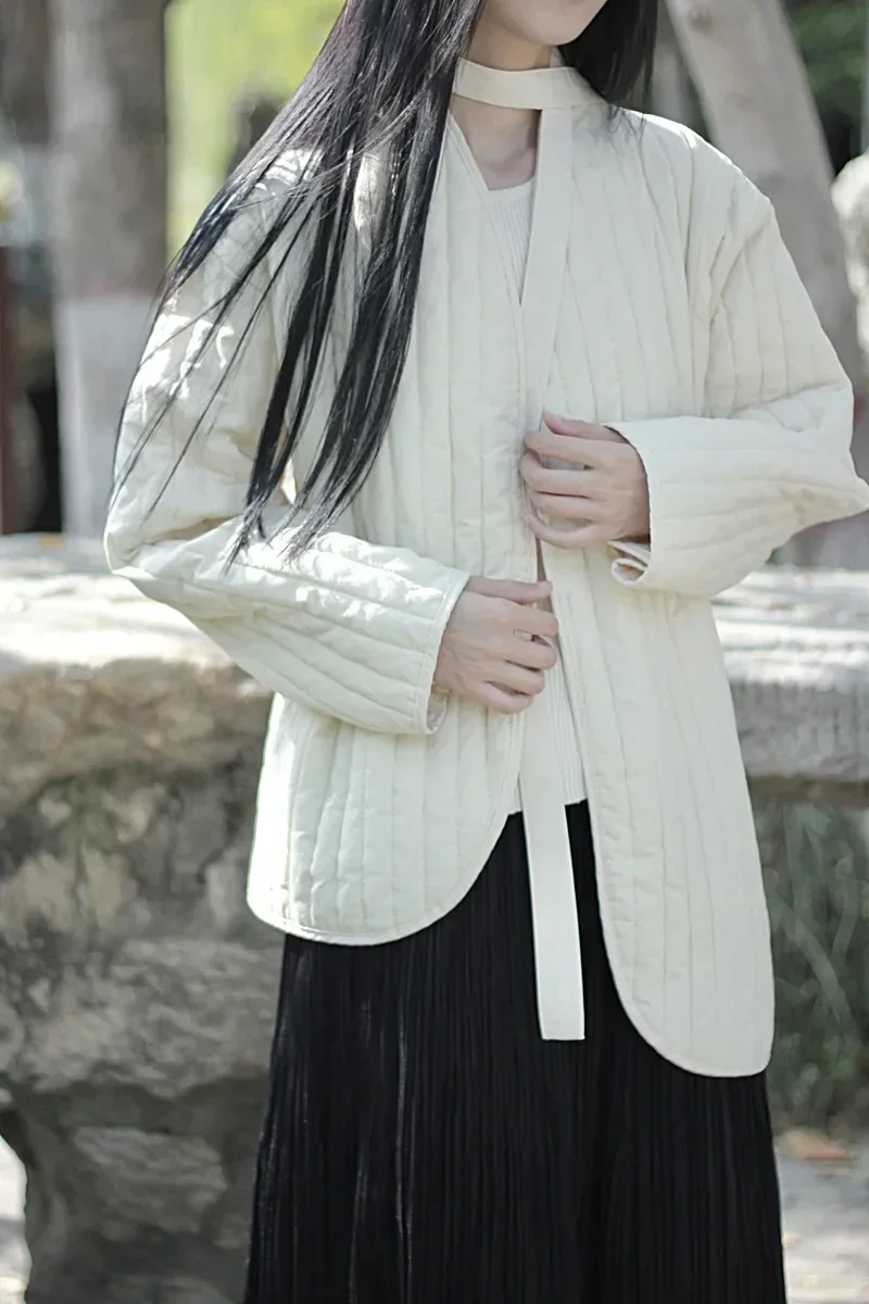 UMI MAO хлопковое льняное пальто женское 2023 зимнее винтажное литературное дзен