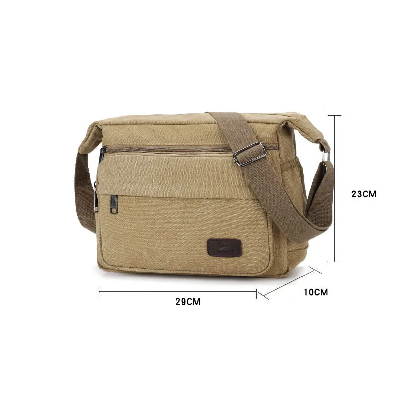 Men's Canvas Bag Crossbody Purse Large Capacity Multi Function Portable Male Bags Multi-Pocket Men's Shoulder Bags for Messenger