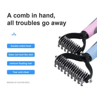 cat dog hair removal comb grooming comb double sided stainless steel pet shedding brush pet supplies