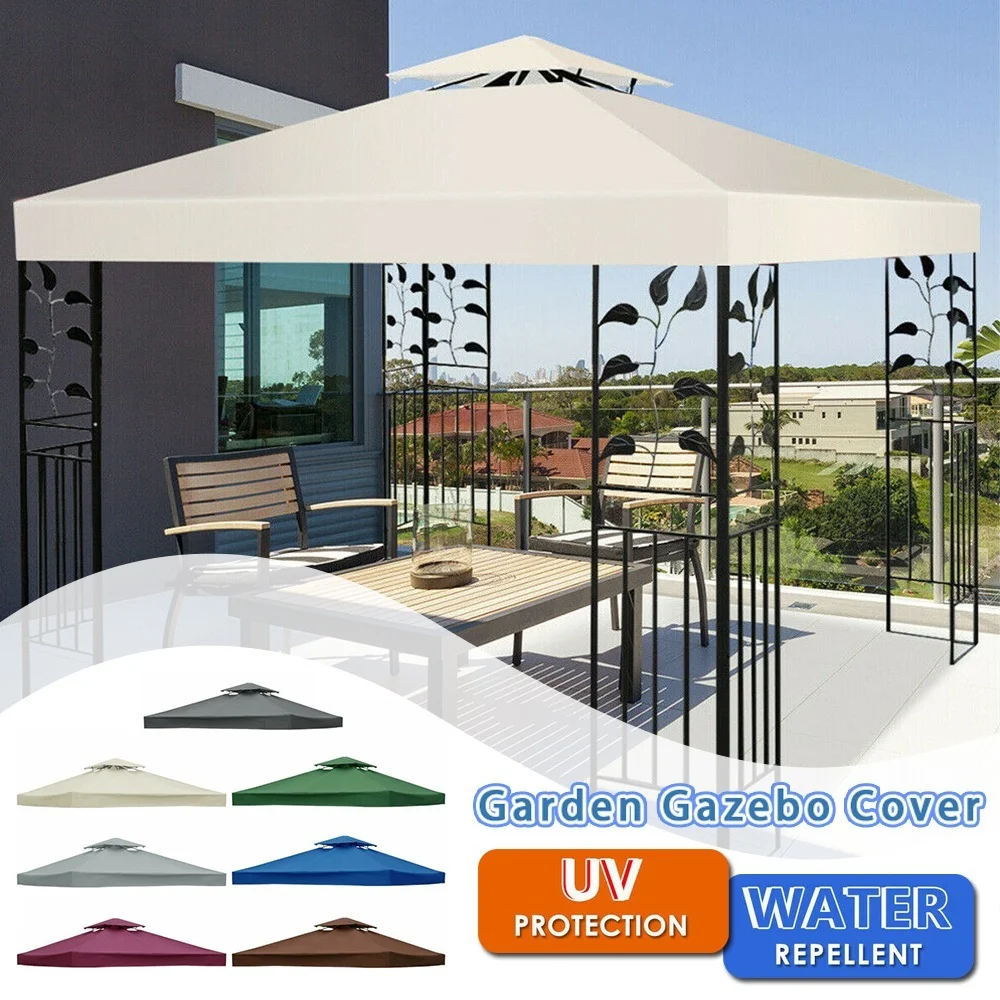 

3x3M Gazebo Top Replacement 2 Tier Outdoor Canopy Cover Patio Garden Yard Beach Patio Sun Shade UV Proof Hiking Sun Shelter