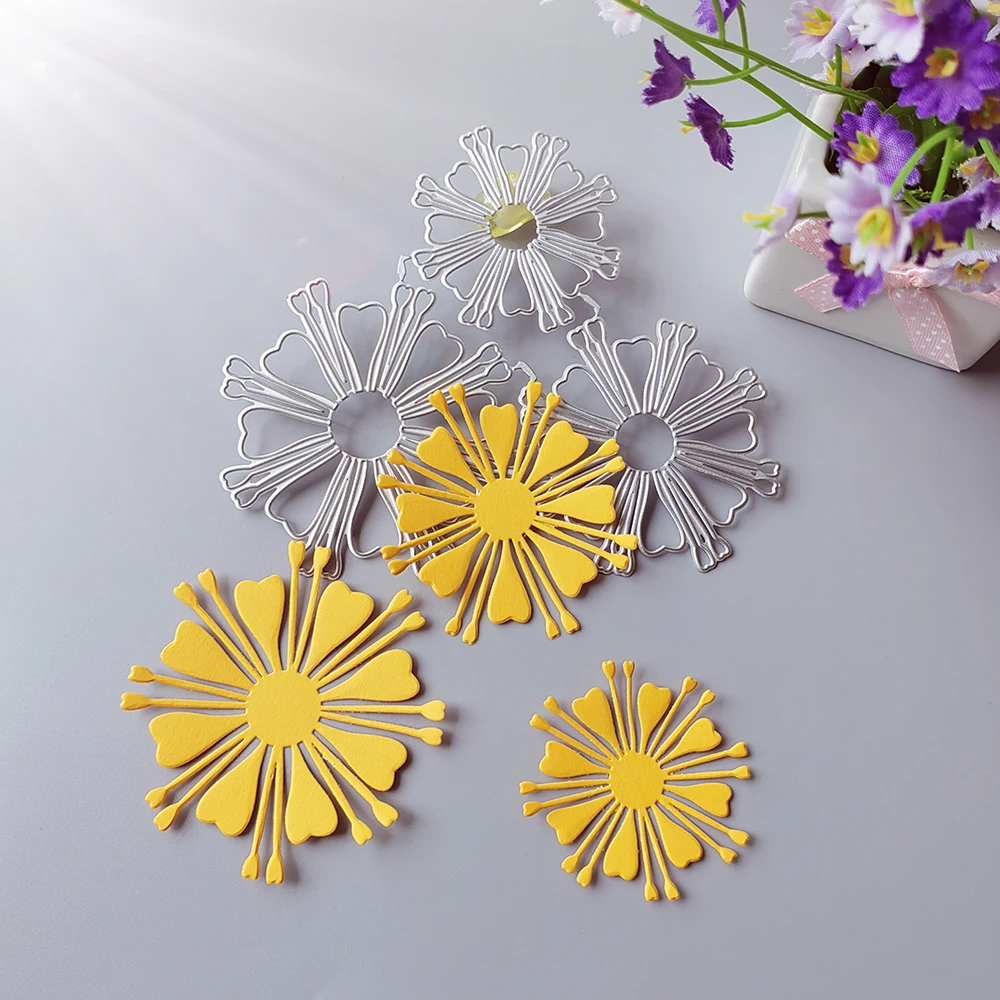 

Exquisite 3 flowers, flower core cutting dies scrapbook decoration embossed photo album decoration card making DIY crafts