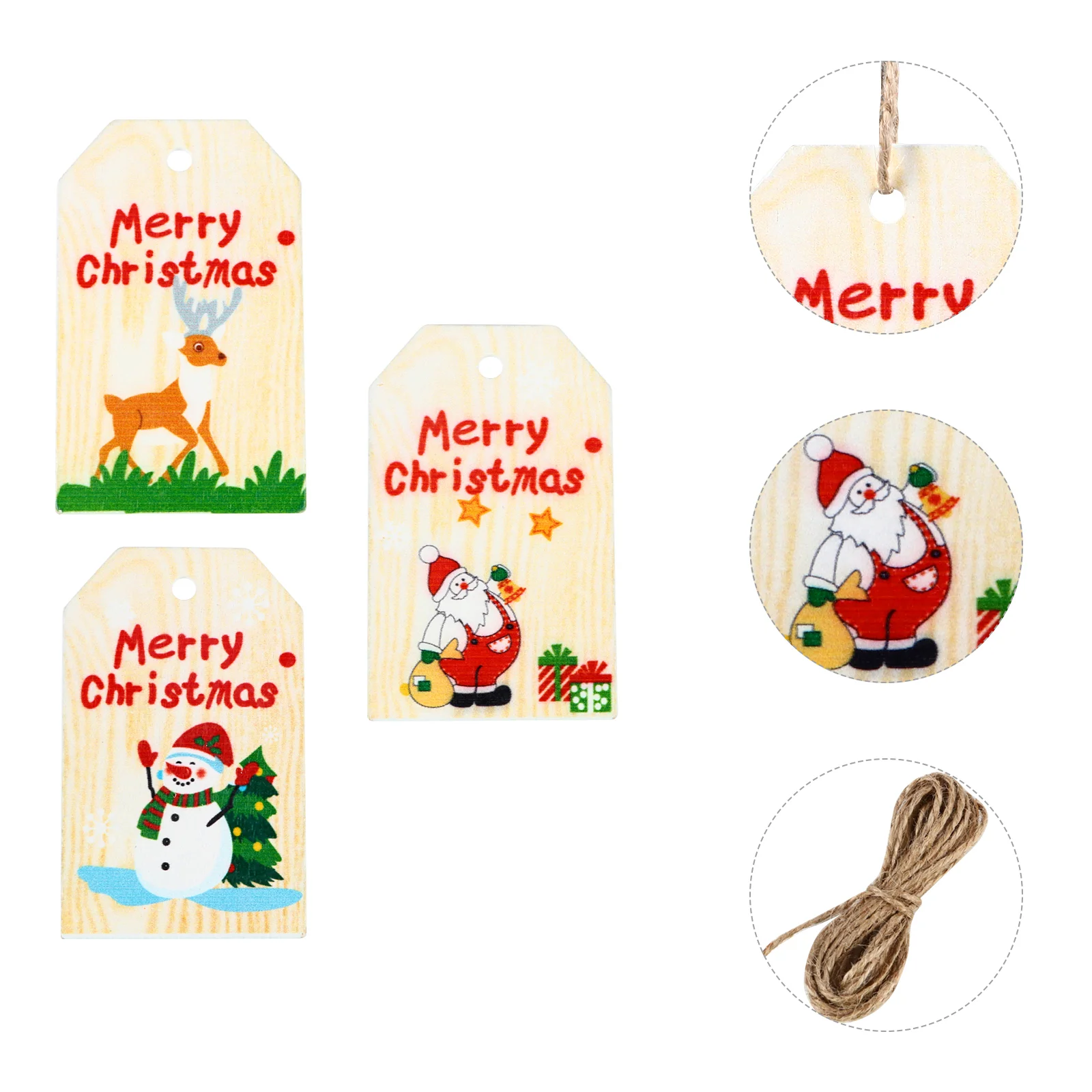 

3 Packs Label Christmas Tree Pendant Flower Garland Decorations Present Wrap Tags Wooden Supplies