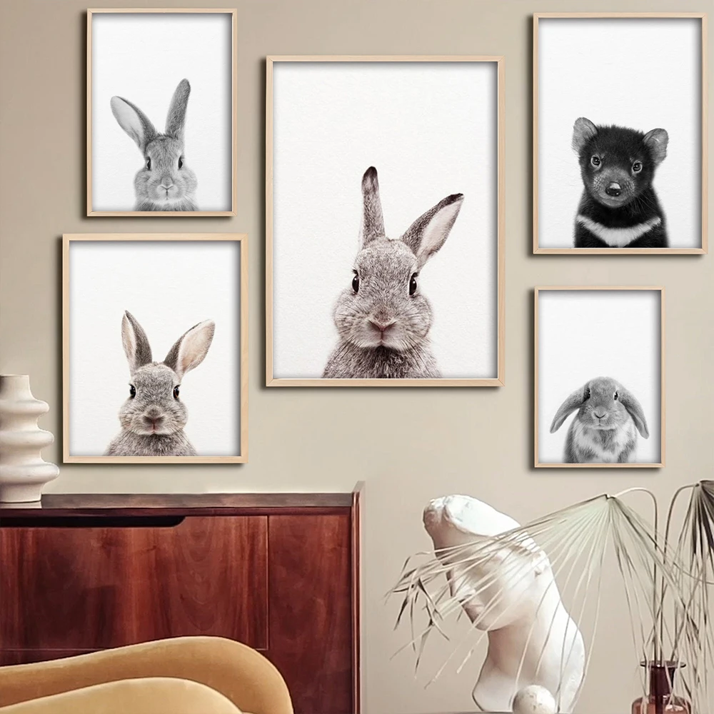 

Декор для детской комнаты с изображением кролика, художественный постер с изображением лесных кроликов для гостиной, домашний декор