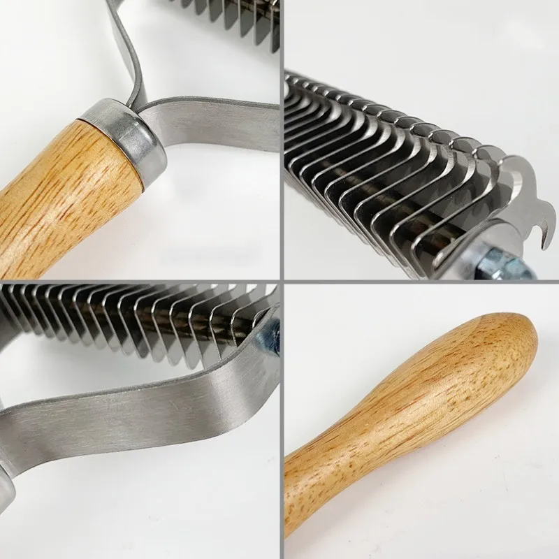 Расческа для собак с деревянной ручкой расческа из нержавеющей стали удаления