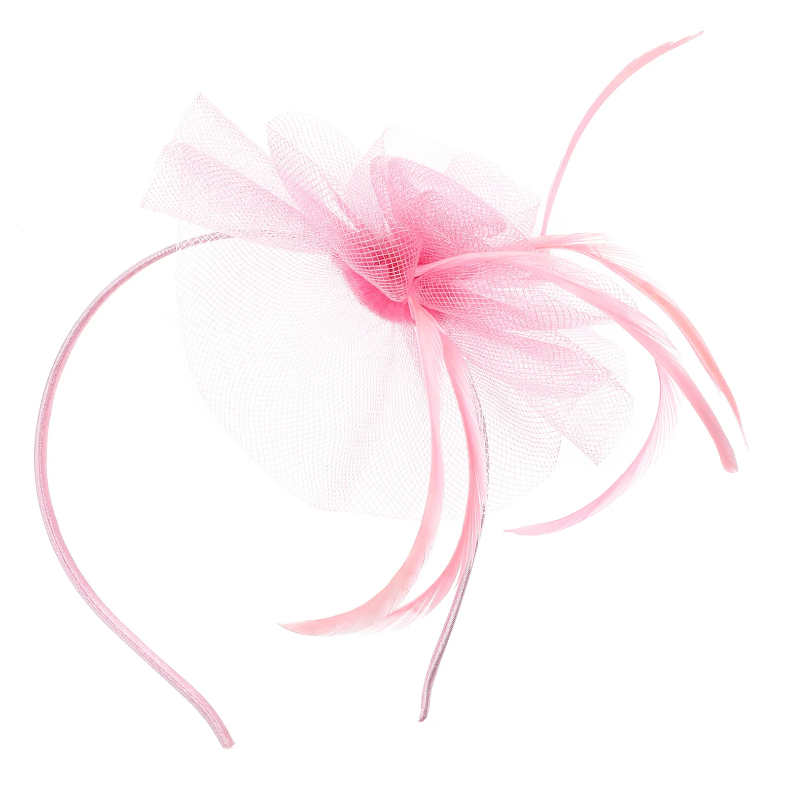 

Headband Pink Cap Dance Party Hoop Tea Hat Hair Mesh Gauze Photo Bride Headdress Wedding Women's