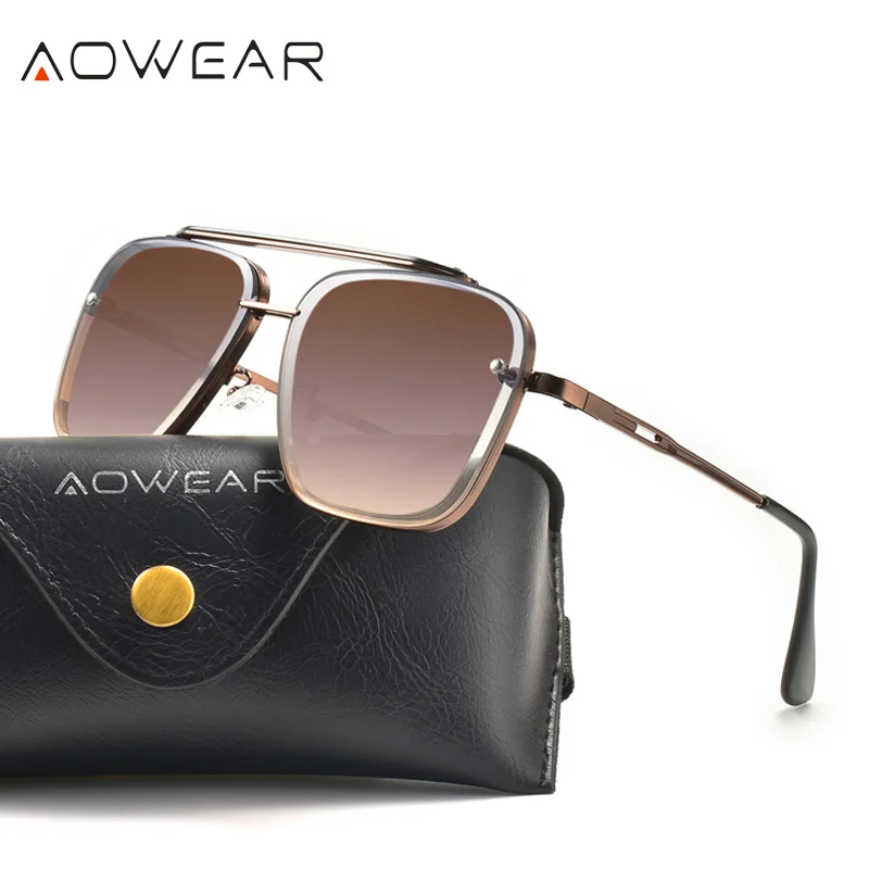 

AOWEAR 2022 Mens Fashionable Gradient Sunglasses Men Polarized Square Sun Glasses Male HD Outdoor Driving Eyewear Gafas De Sol