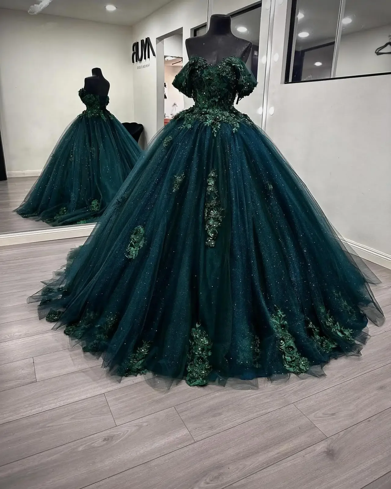 Винтажное изумрудно-зеленое платье Quinceanera с открытыми плечами женское бальное из