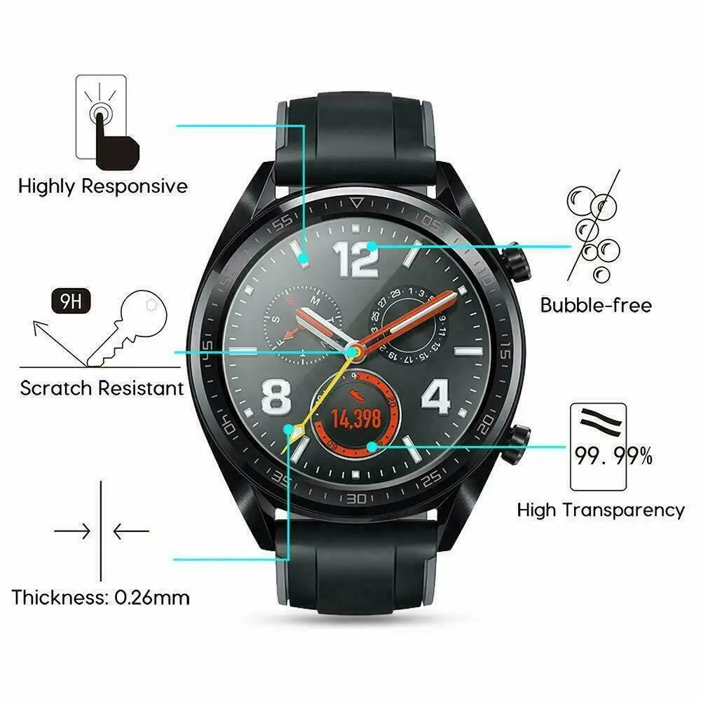 

Закаленное стекло для защиты экрана для Huawei Watch GT 2 Pro, взрывозащищенное защитное стекло против царапин для смарт-часов