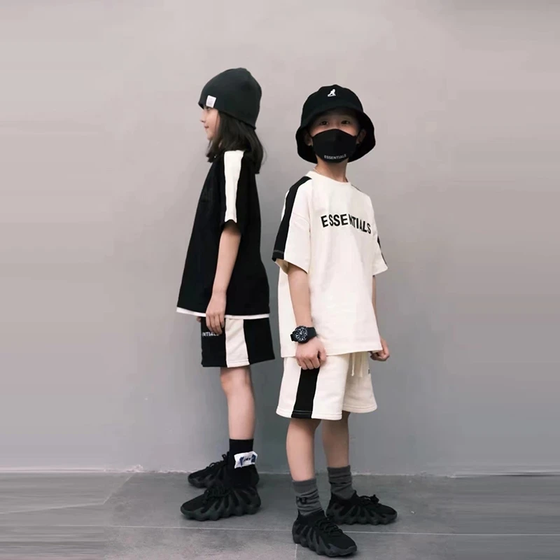 

Boy Girl Summer Essentials T-Shirt+Shorts Sets Kids Cotton Patchwork Casual T Shirts Letter Short Print Loose Casual Sports Sets