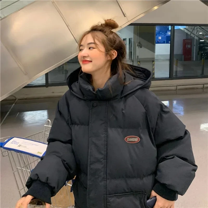 

Down Cotton Jacket Women Autumn Winter 2023 New Hooded Short Cotton Coat Korean Style Fashion Casual Thick Parkas Womens