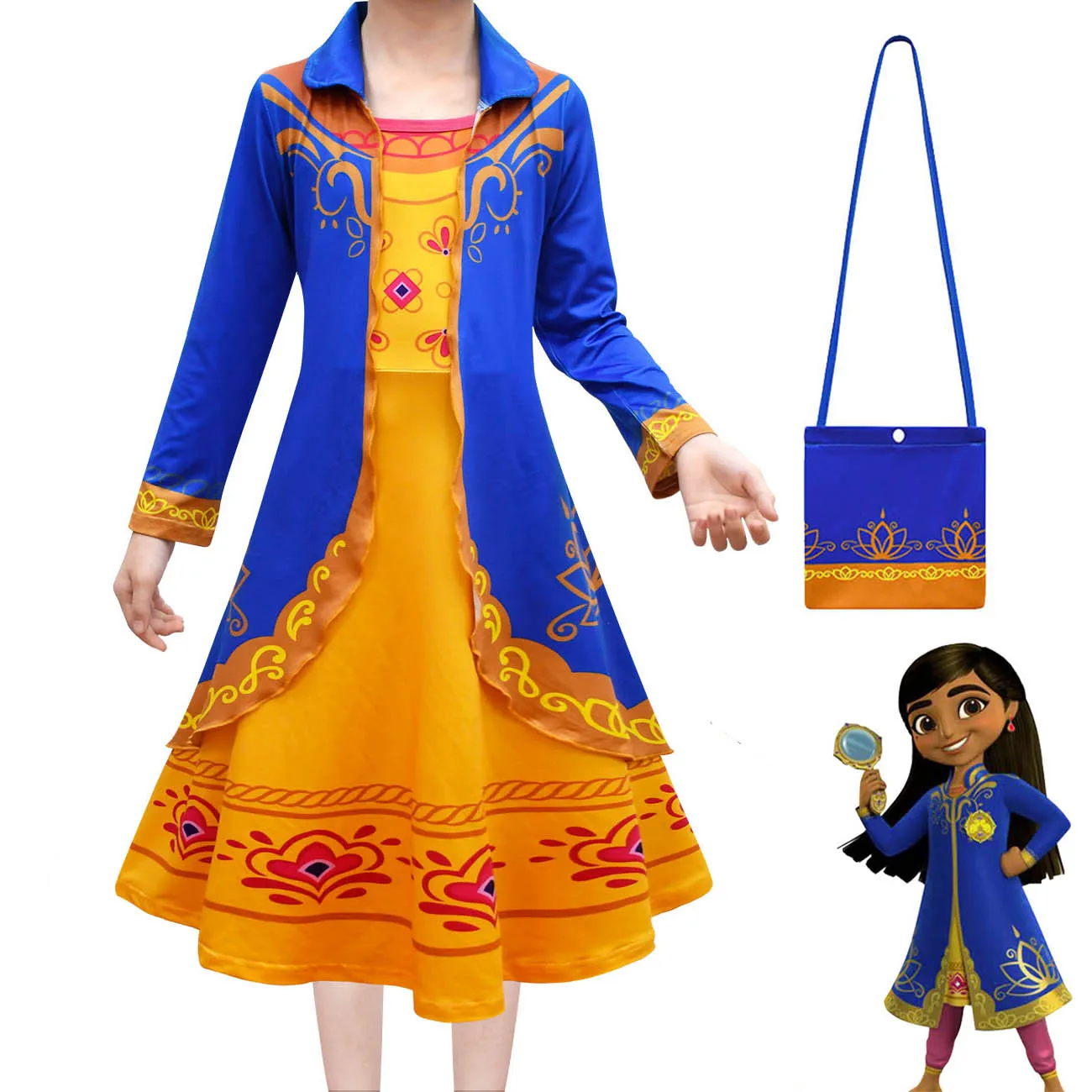 

Fashion Kids Royal Detective Clothes Girl Mira Cosplay Costumes Long Sleeve Fake Two Piece Suit Children Carnival Party Clothing