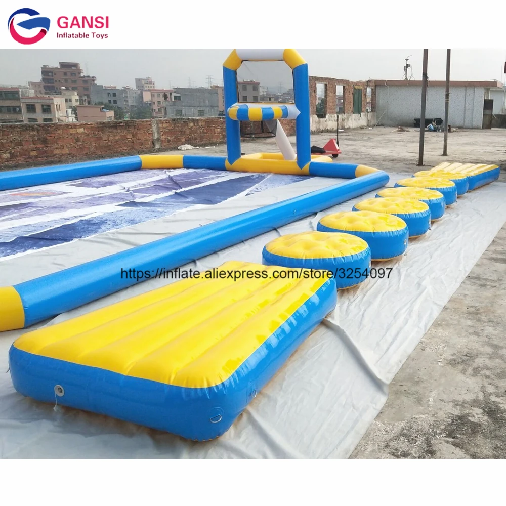 Забавный надувной водный коврик 10 м препятствия плавающий Понтонный мост с