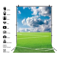 laeacco outdoor football field photo backdrop blue sky and white clouds kids bithday portrait customized photography background