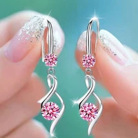 graceful long hollow cubic zircon dangle earrings for women engagement wedding accessories fashion earring gift drop shipping
