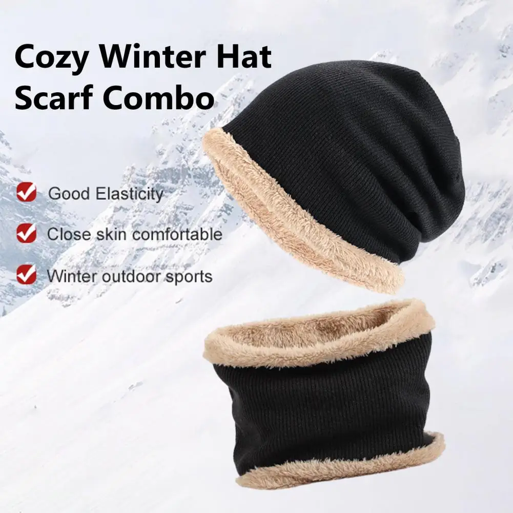 

Winter Hat Scarf Set Warm Plush Hat Scarf Set with Windproof Neck Protection Cozy Baggy Faux Fur Dome for Cycling Outdoor