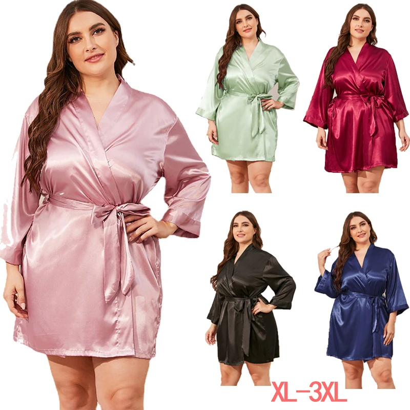 Pajamas women's ice silk pajamas dressing gowns summer bathrobes home clothes ladies comfortable nightdresses