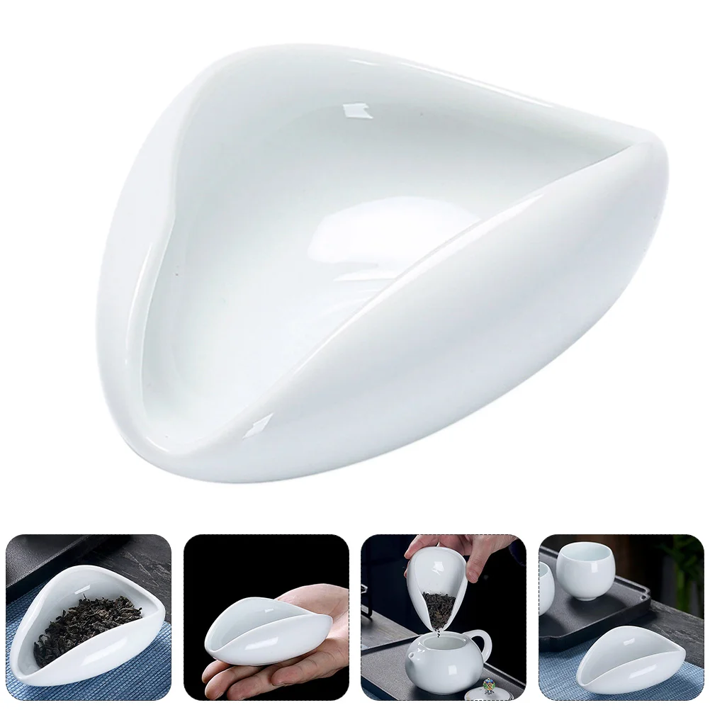 

1 Pc Practical Ceramic Tea Spoon Teaware Practical Tea Shovel Tea Scoop (White)