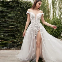 herburnl sweetheart wedding dresses for women 2022 bride lace appliques floor length high slit backless custom made vestidos
