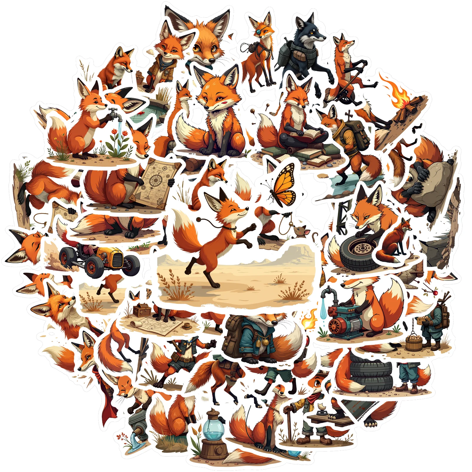 

Многоцветные виниловые наклейки с лисой