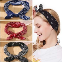 fashion rabbit ears elastic headbands women casual headwear hair girls trendy printed baffles fabric accessories headbands x2m0