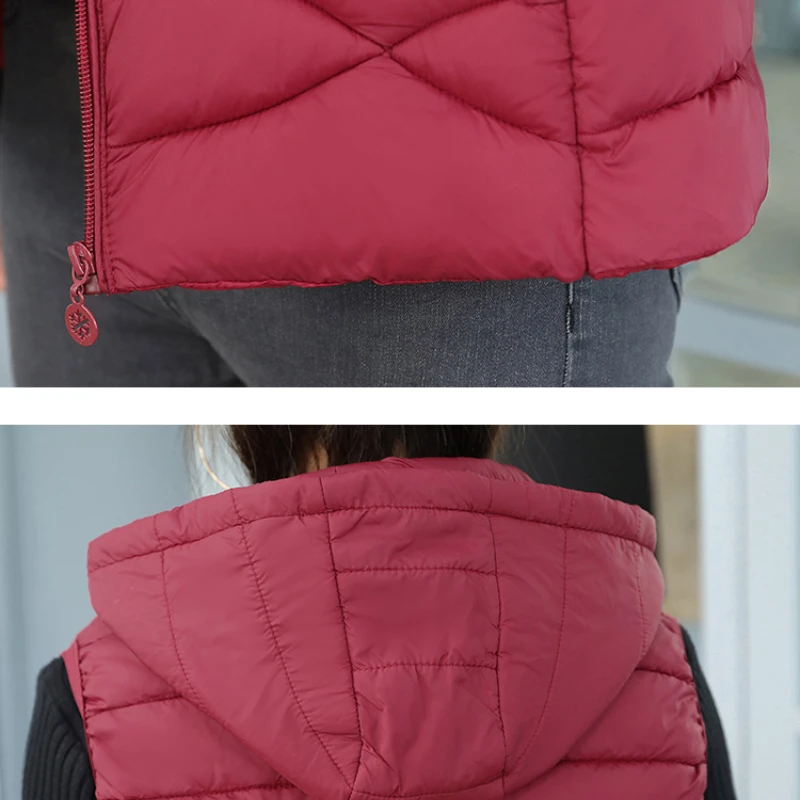 Женский стеганый жилет с капюшоном цвета в ассортименте |