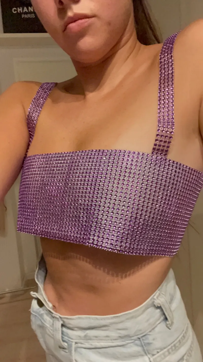 

2022 Летняя женская сексуальная одежда Топ ночной клуб галстук цепочка слинг бюстгальтер с блестками для вечерние