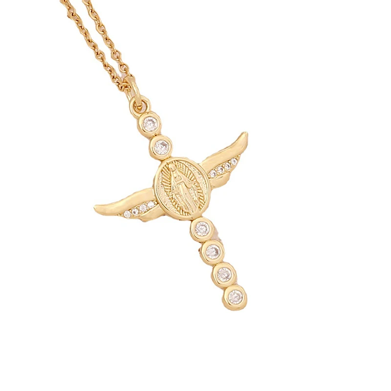 Delicate Luxurious Gold Color Cross Zircon Pendant Necklace For Women 2022 New Fashion Jewelry Gift 18K Gold Plated Copper Alloy images - 6