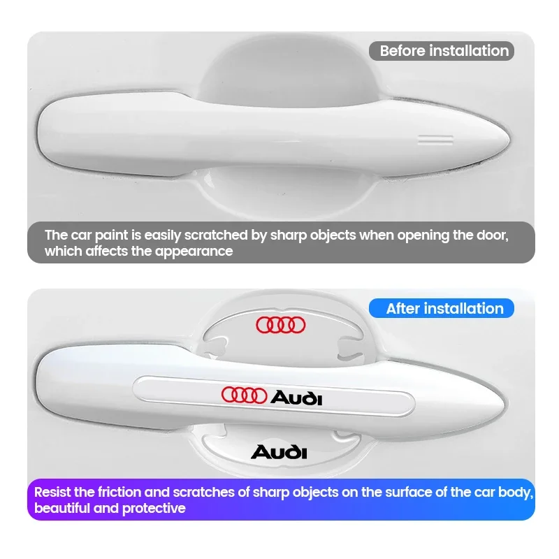 Прозрачная защитная пленка на дверную ручку автомобиля против царапин для Audi A4 B6