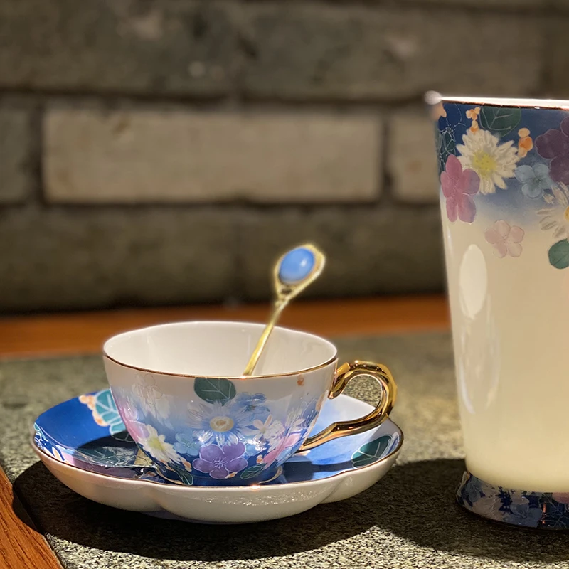 

Костяная китайская чашка для послеобеденного чая, домашние и садовые керамические кофейные чашки в подарок для пар с цветочным рисунком