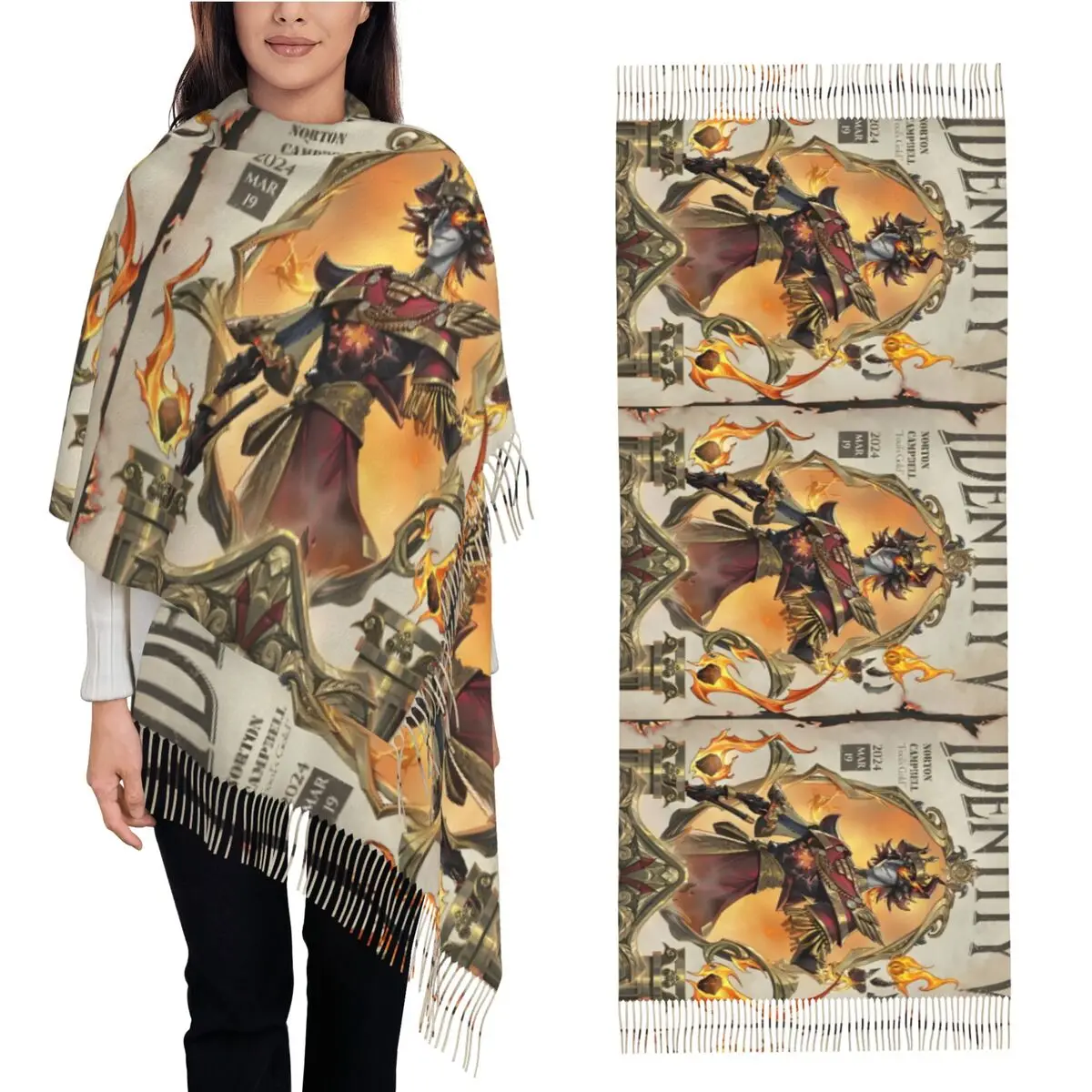 MINISO I-Identitys V Horror Game Шарф Сохраняет тепло Шаль с длинной кисточкой Женские