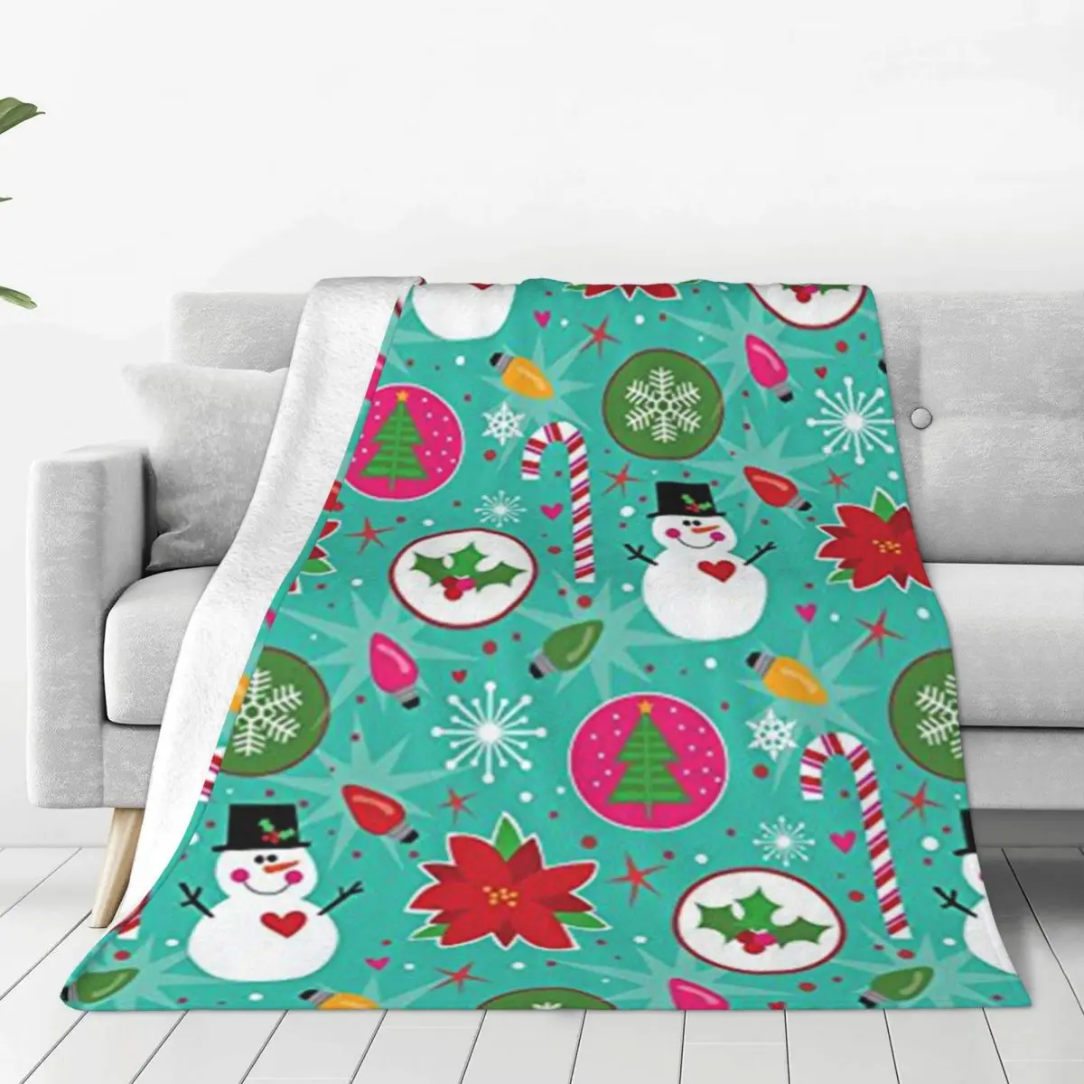 

Christmas Snowman Soft Fleece Throw Blanket Warm and Cozy for All Seasons Comfy Microfiber Blanket for Couch Sofa Bed 40"x30"