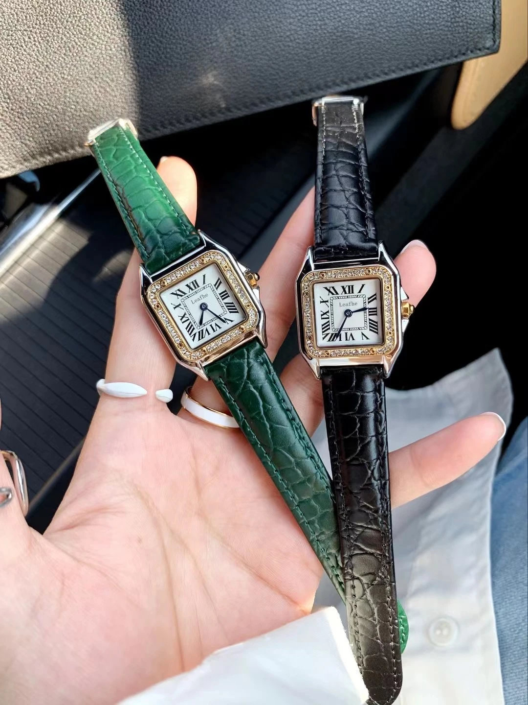 

Женские кварцевые часы из нержавеющей стали, с кожаным ремешком, 27 мм