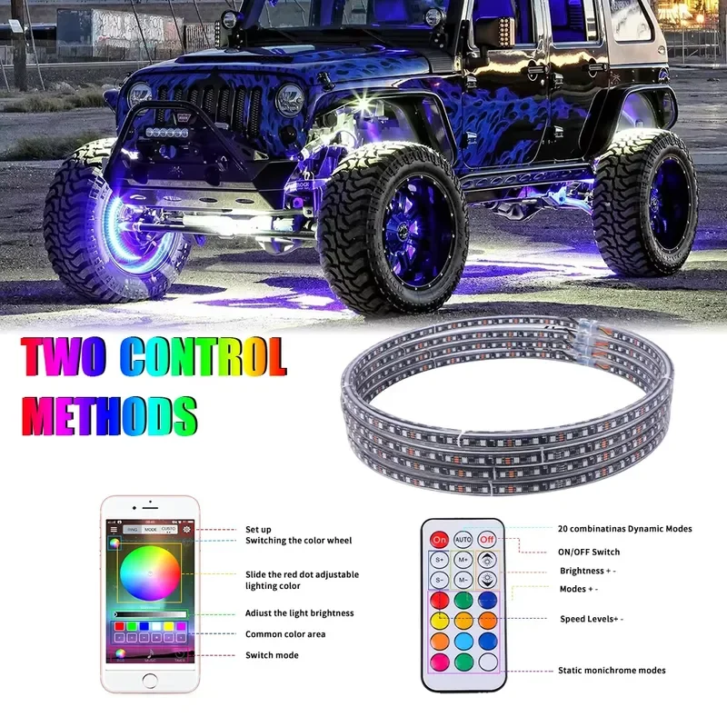 Фото LOYO RGB Запасной стоп-сигнал с двойным кольцом, третий светодиодный фонарь для задних колесных дисков, третий задний фонарь для Jeep Wrangler JK JL/JLU 2018+ №3