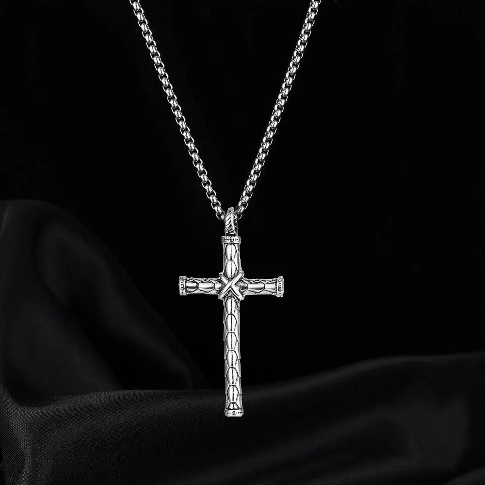 

Hip Hop Fashion Stainless Steel Plating Gold Cross Pendant Punk Pattern Necklace for Women Men Wholesale Jewelry