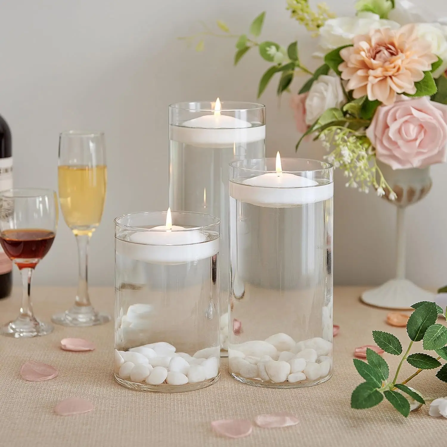 1 коробка из 24 белых плавающих свечей 3 дюйма * 4 широкий спектр функций без дыма не