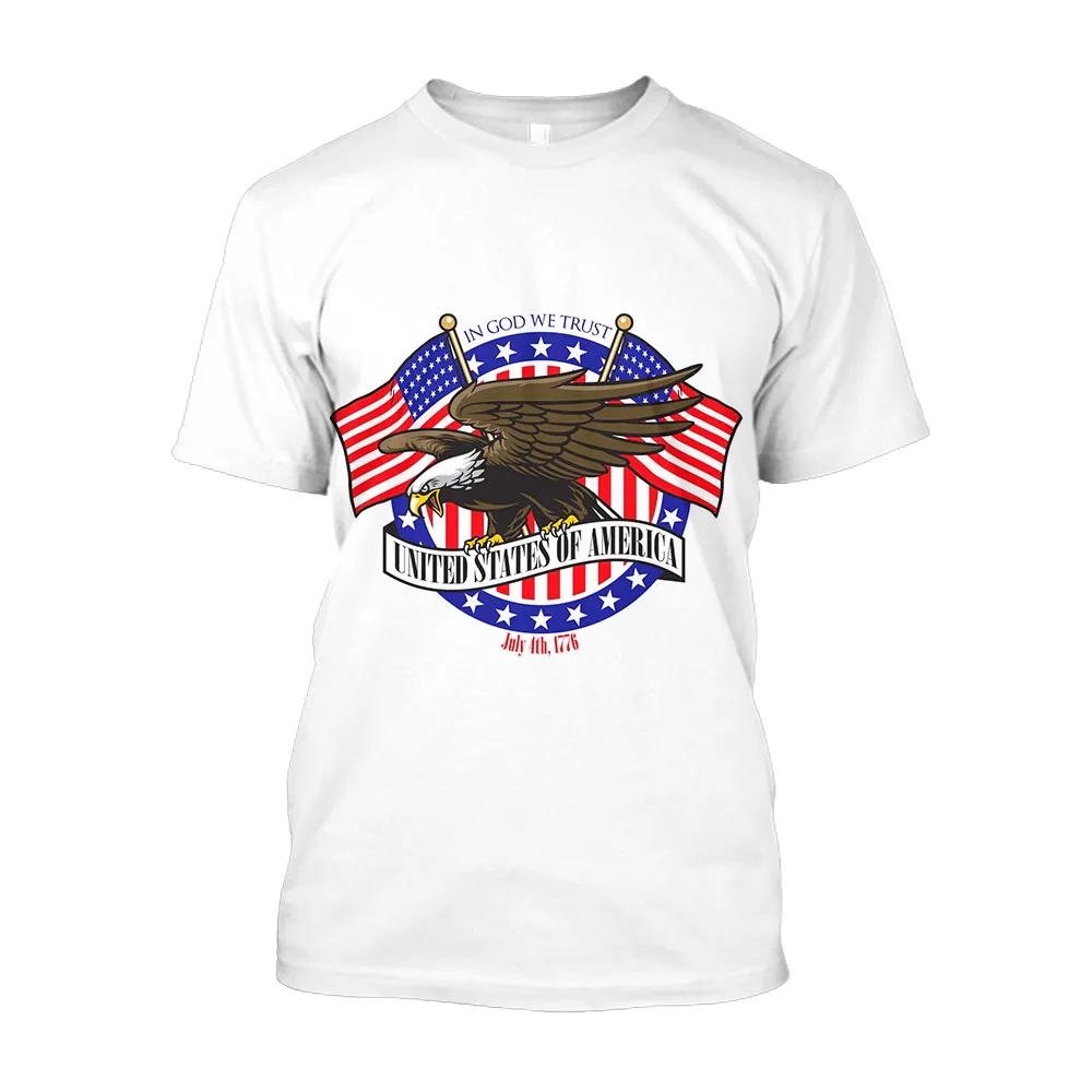 

American symbol Flag Eagle Printed T Shirt For Men Large Size Smooth Loose Casual T-Shirts Fashion Unisex Streetwear Clothes