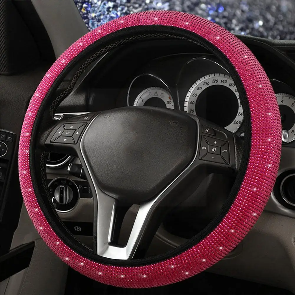 

Universal Car Rhinestones Steering Wheel Cover with Sparkling Car-Styling Diamond Protector Steering Crystal Wheel Case Dia M1P2