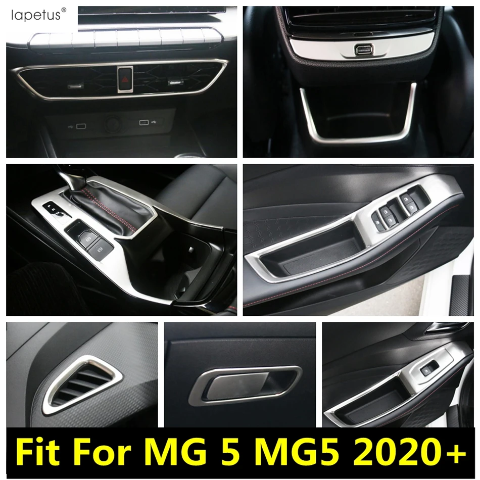 

Window Lift / Dashboard Air Vent / Gear Panel / Glove Box Cover Trim For MG 5 MG5 2020 2021 Silver Stainless Steel Accessories