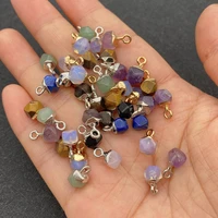 natural stone polygonal amethyst small pendant 6x11mm opal charm fashion jewelry making diy necklace earring accessories