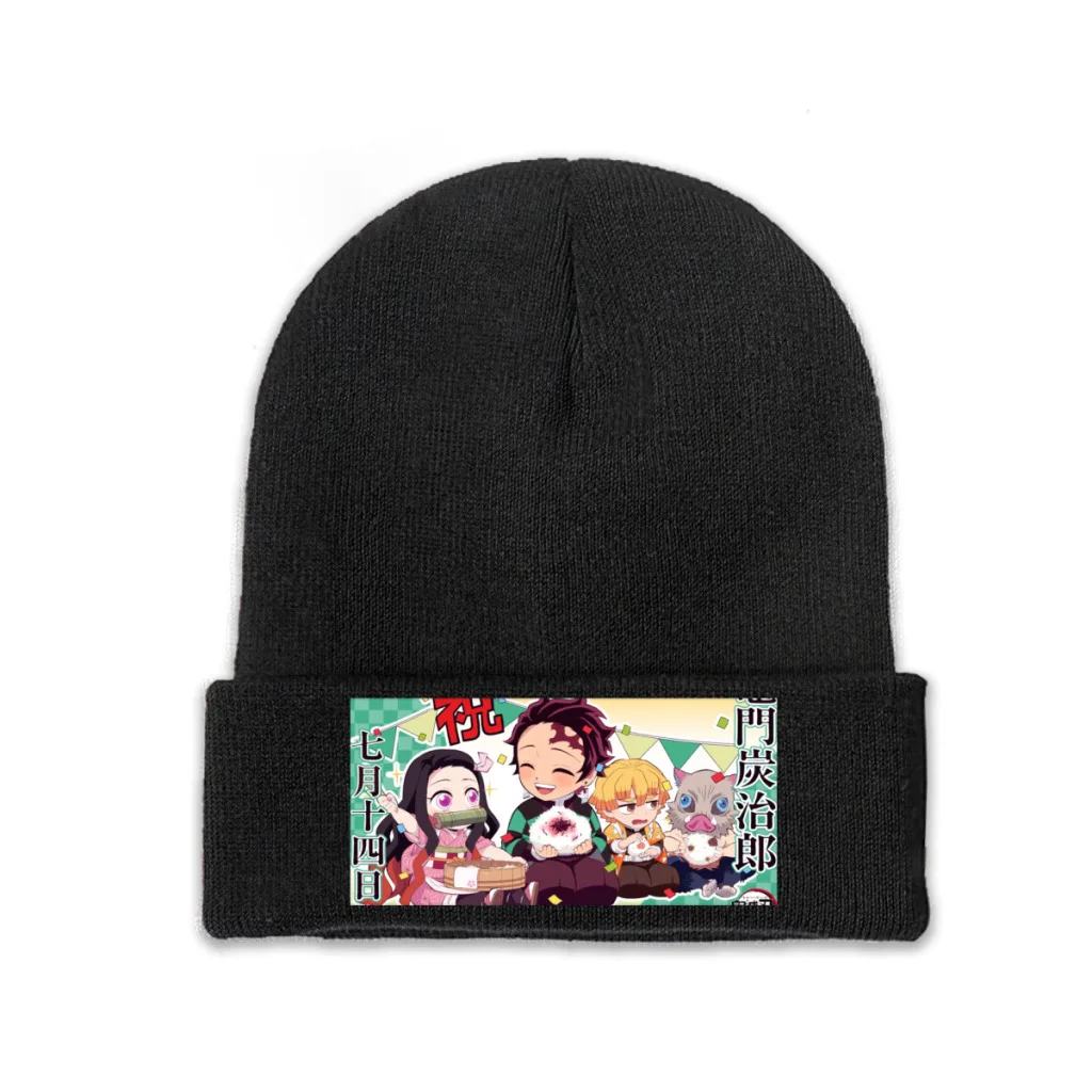 

Demon Slayer Kamado Tanjirou Knitted Hat Beanie Autumn Winter Hats Warm Unisex Hip-hop Nezuko Agatsuma Zenitsu Cap for Men Women