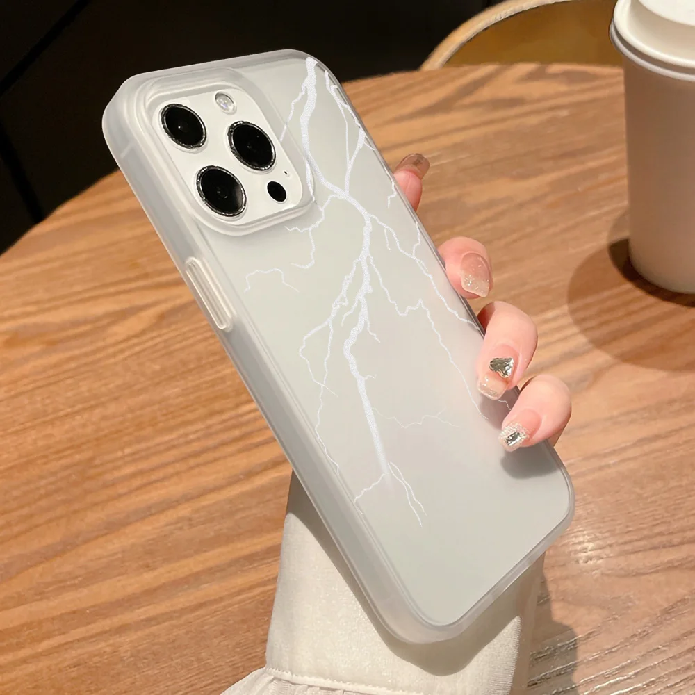 Силиконовый чехол Cool Lightning для iPhone 15 16 Pro Max 13 14 12 11 Plus мини-прозрачный матовый