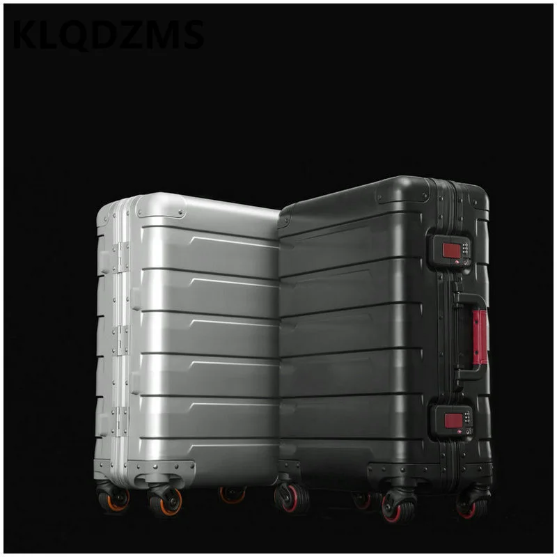 

KLQDZMS High-quality All-aluminum-magnesium Alloy Trolley Case 20"24" Luggage Mute Universal Wheel Boarding Suitcase Female