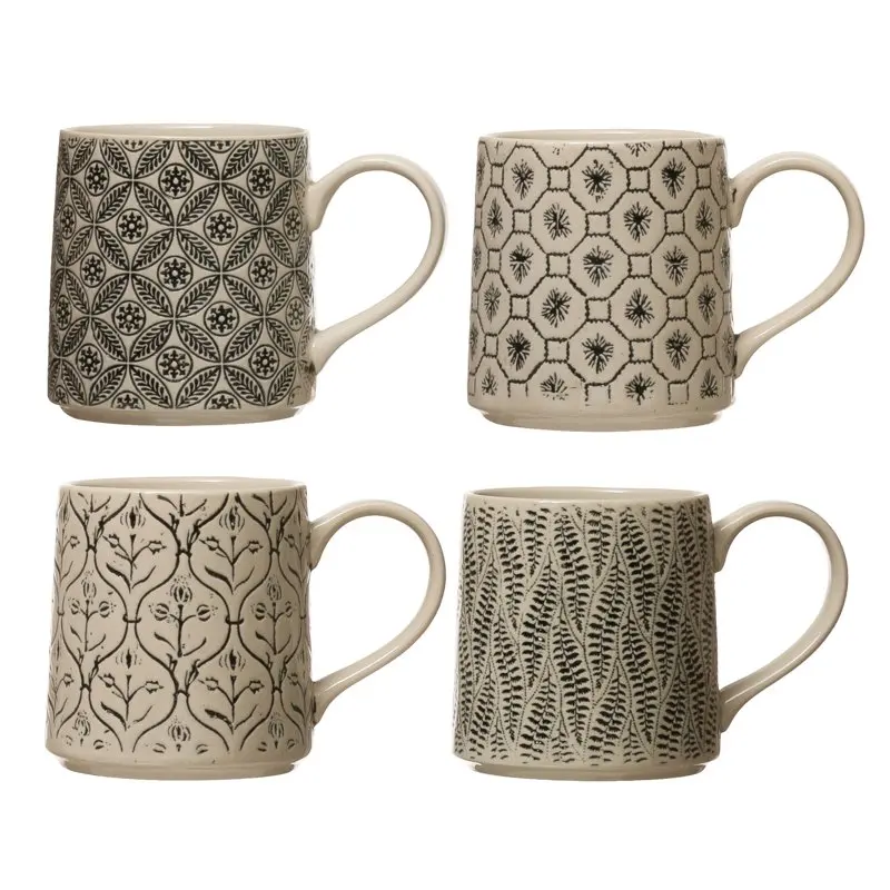 

Set of 4, Stoneware Mug, 4 Styles