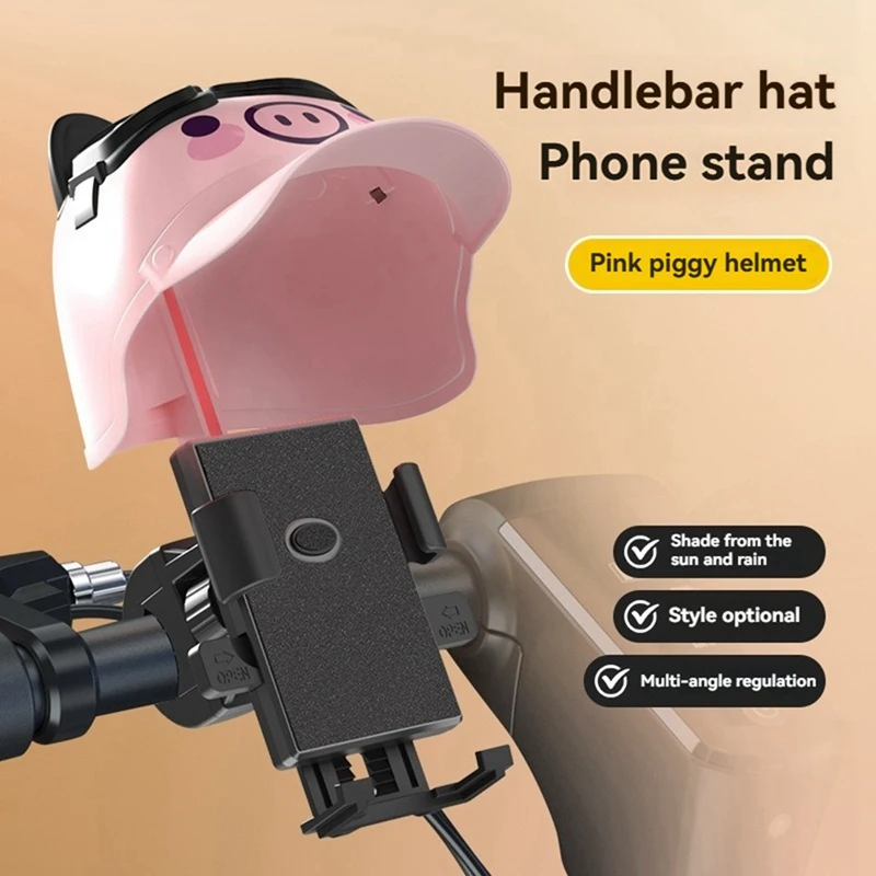 Cartoon Small Helmet Motorcycle Electric Bicycle Bracket Phone Waterproof Sunlight Fixing Frame