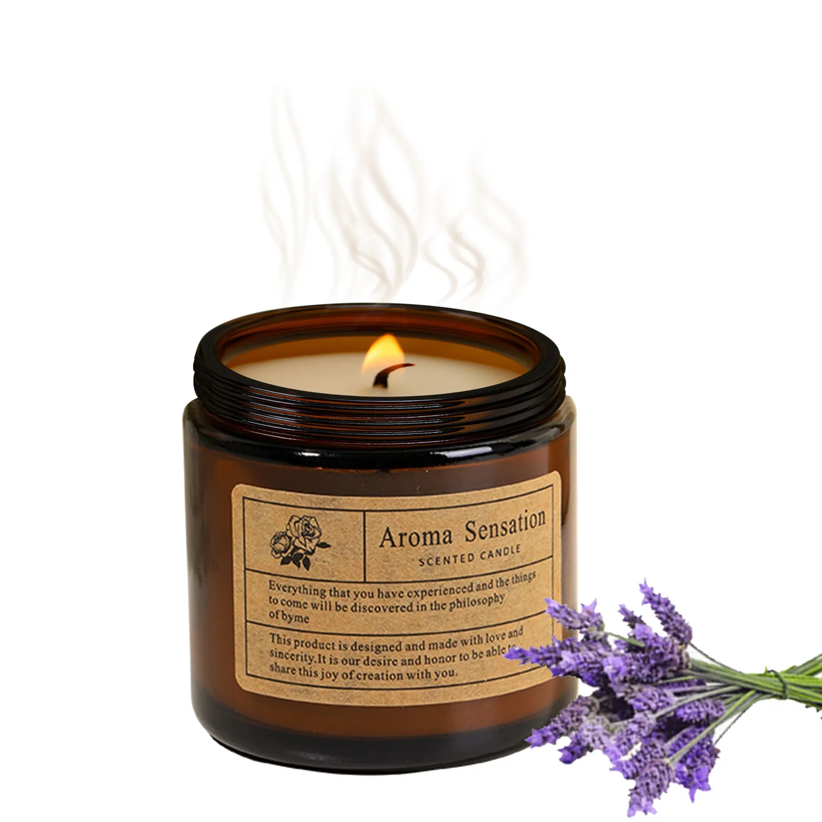 Small Brown Minimalist Scented Candle Home Indoor Scented Hotel Scented Candle 80g Tall Wooden Candle Holders Pillar