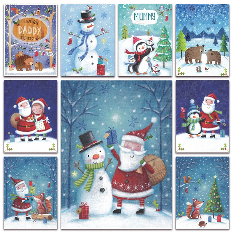 

New Full Diamond painting mosaic embroidery christmas merry santa snowman polar bear snow penguin Cross stitch Home decor S013